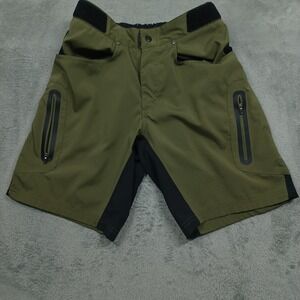 Zoic Shorts Womens Small Green Biking Activewear Cargo Pockets Adjustable Waist